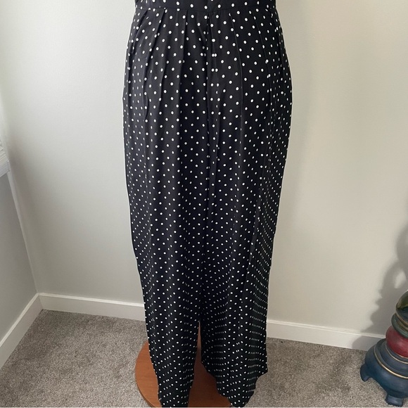 Vintage Blouseworks Polka Dot Wide Leg Jumpsuit Double Breasted Black White Plus - Picture 9 of 12